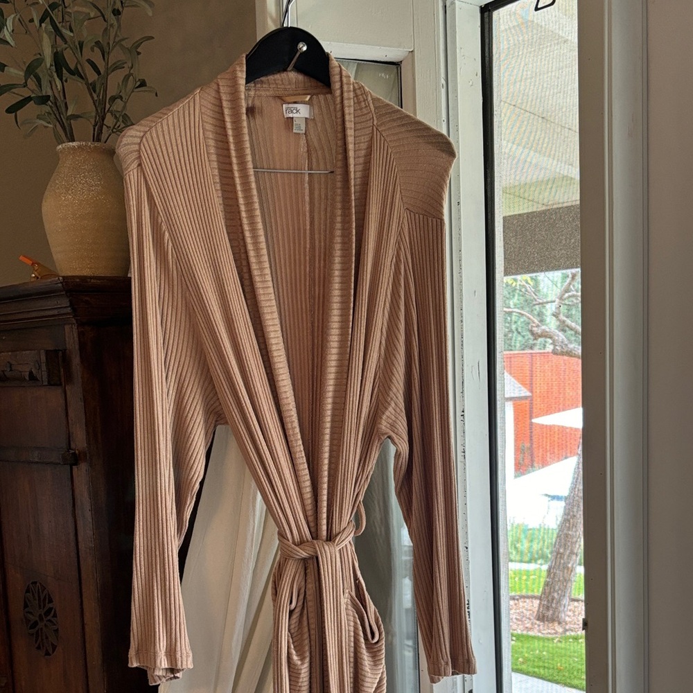 Nordstrom Rack Camel Ribbed Tie-Waist Cardigan